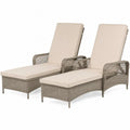 2er Set Garten-Liegestühle Polyrattan Beige verstellbar