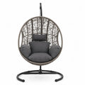Hängesessel aus Polyrattan und Stahl, Grau, 105 x 105 x 198 cm