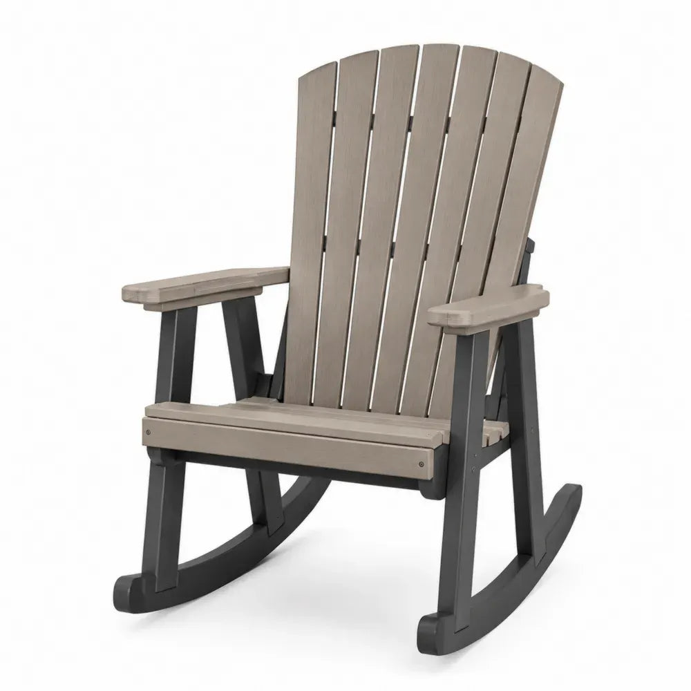 Garten-Schaukelstuhl aus Polyethylen Beige/Schwarz 88 cm Höhe