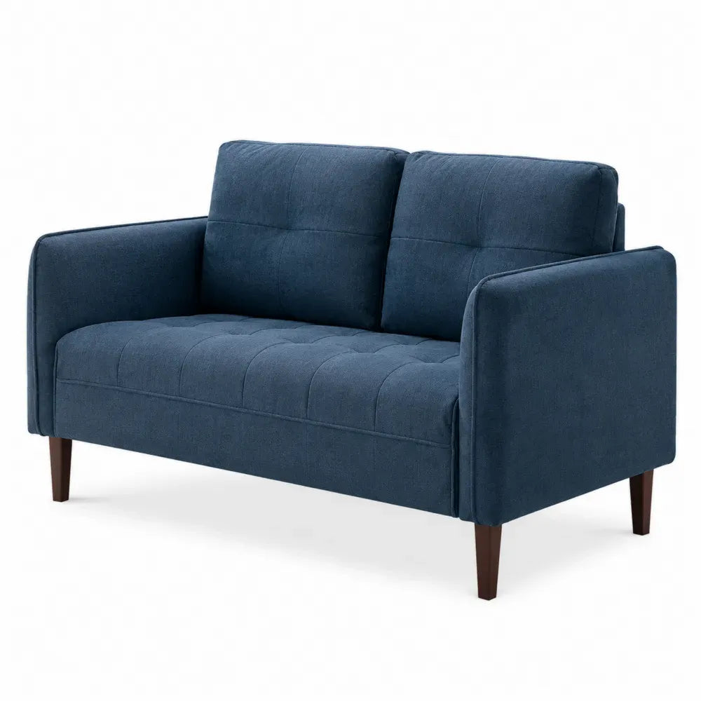 2-Sitzer Sofa Blau Stoff Massivholzbeine 150x85x75cm