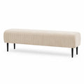Beige Samtbank mit Metallbeinen 160x45x45cm