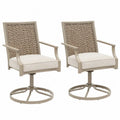 2er-Set Drehbare Gartenstühle Aluminium PE-Rattan Beige