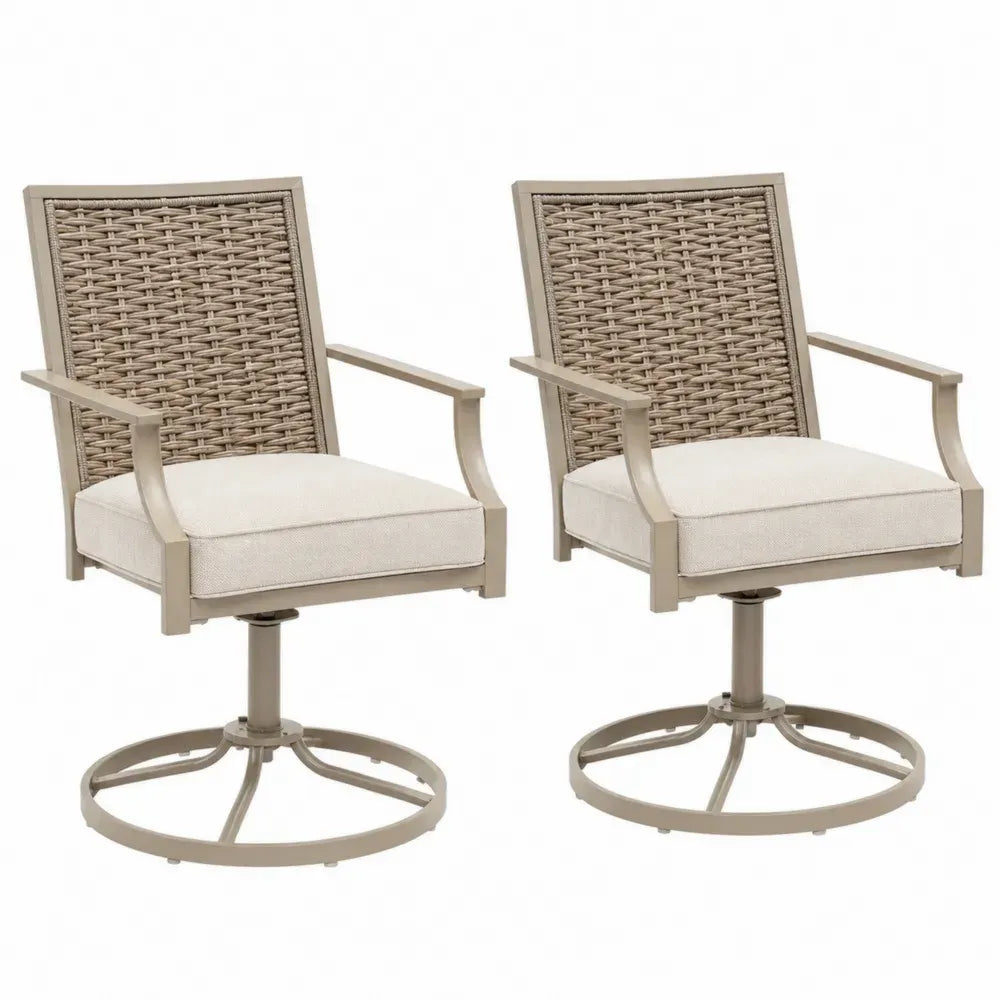 2er-Set Drehbare Gartenstühle Aluminium PE-Rattan Beige