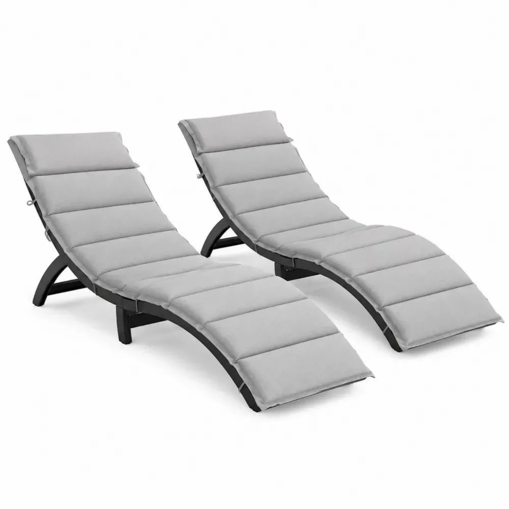 2er Set Sonnenliegen Aluminium mit Kissen Grau
