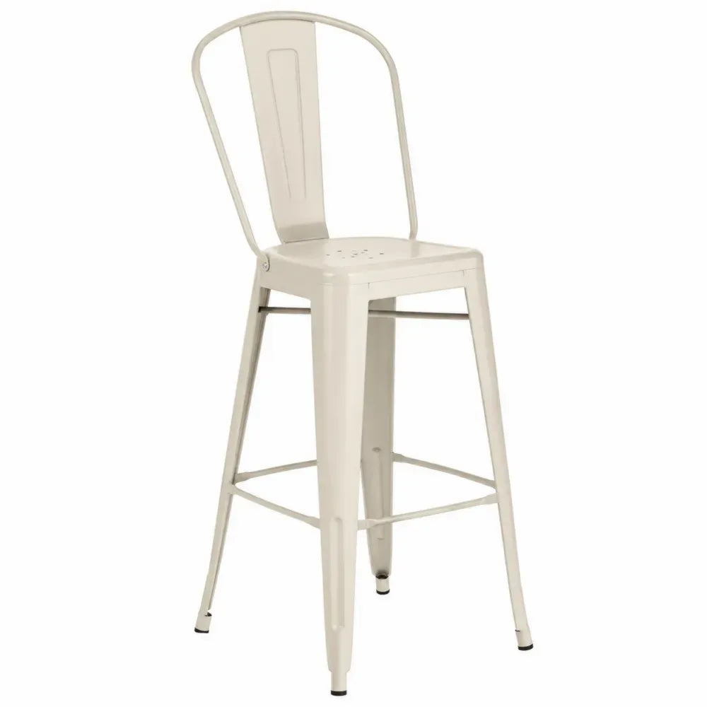 Metall Barhocker mit Rückenlehne Creme 75 cm