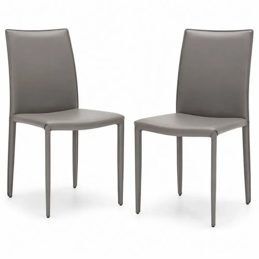 Esszimmerstuhl Set 2 Stück Kunstleder Grau 45x55x90 cm
