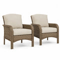 2er Set Gartenstühle Polyrattan Braun mit Beige Kissen
