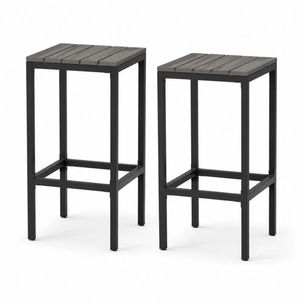 2er Set Barhocker Stahl Akazienholz 75cm