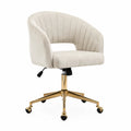 Bürostuhl Beige Samt Metallsockel