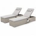 2er Set Sonnenliegen Polyrattan Hellgrau
