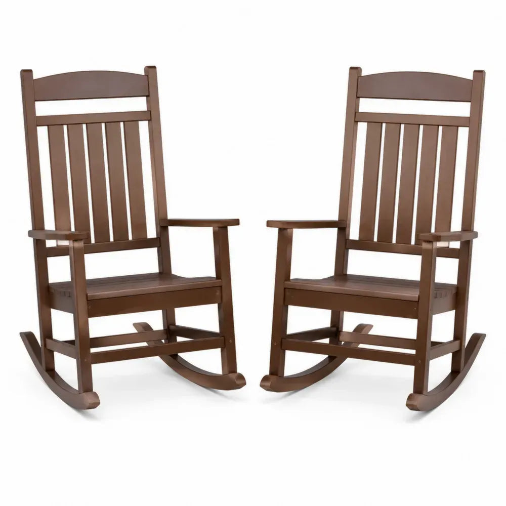 2er Set Schaukelstühle aus Eukalyptusholz Braun