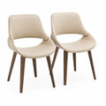 2er-Set Esszimmerstühle Kunstleder Beige Eiche