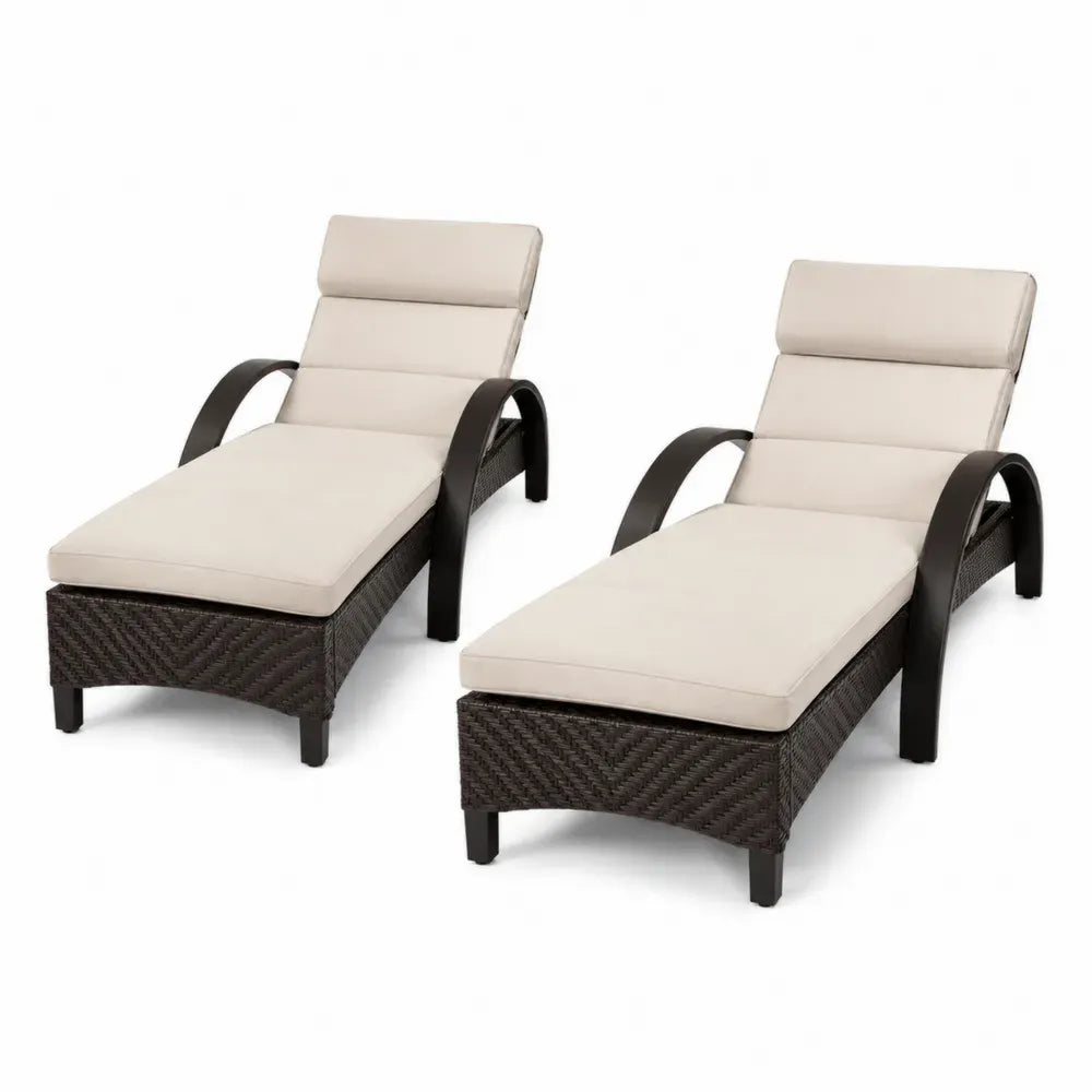 2-teiliges Gartenliegen-Set aus Polyrattan Beige