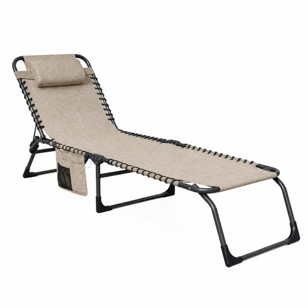 Klappbare Liege Textilen Stahl Beige
