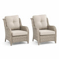 2er-Set Polyrattan Sessel mit Kissen Beige