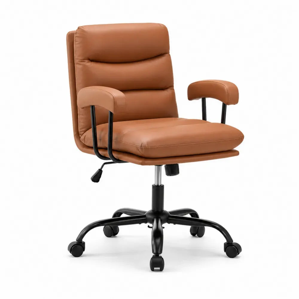 Bürostuhl aus PU-Leder Braun mit Rollen
