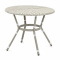 Runder Gartentisch aus Aluminium und Polyrattan 70 cm Beige