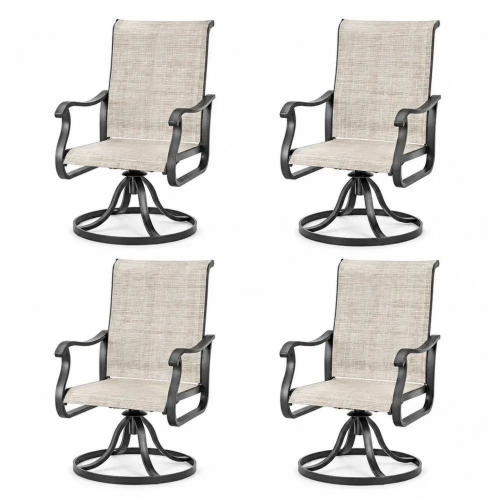 4er-Set drehbare Gartenstühle aus Aluminium mit Textilene in Beige