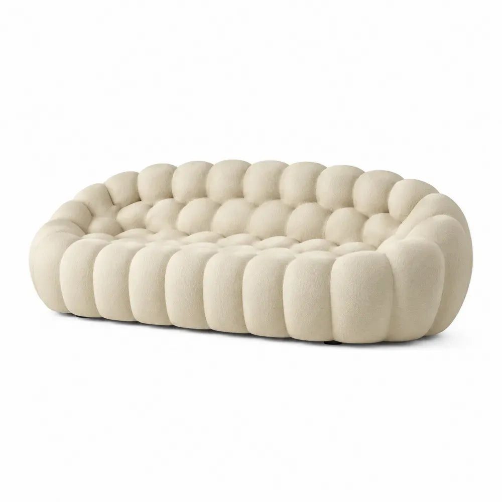 Sofa mit Wollstoffbezug Beige 300x150x75 cm