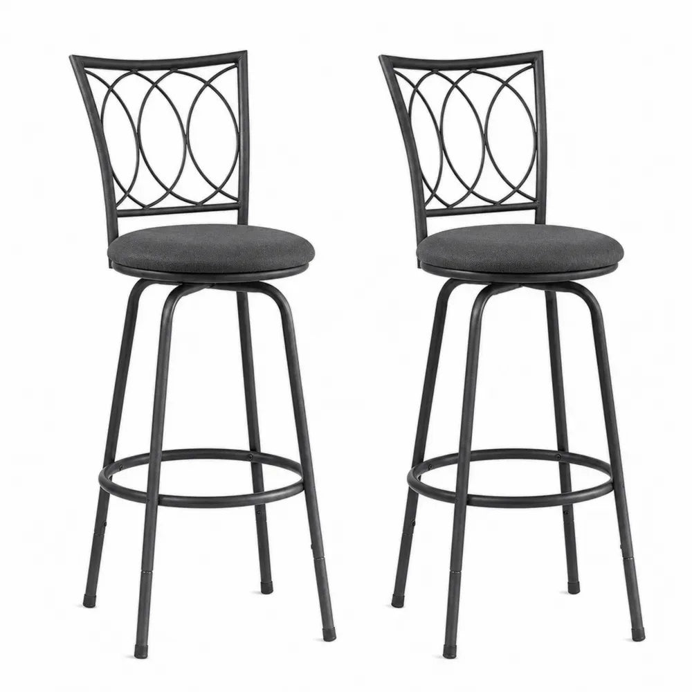 2er-Set Barhocker Metall und Polyester Schwarz