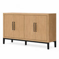 Eichen-Sideboard mit vier Türen, Holz und Metall, 160x40x90 cm