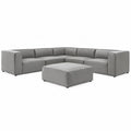 Ecksofa Set aus Stoff in Grau mit Hocker 300x300x75 cm
