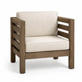 Gartenstuhl Teakholz Beige Kissen 75x85x80cm
