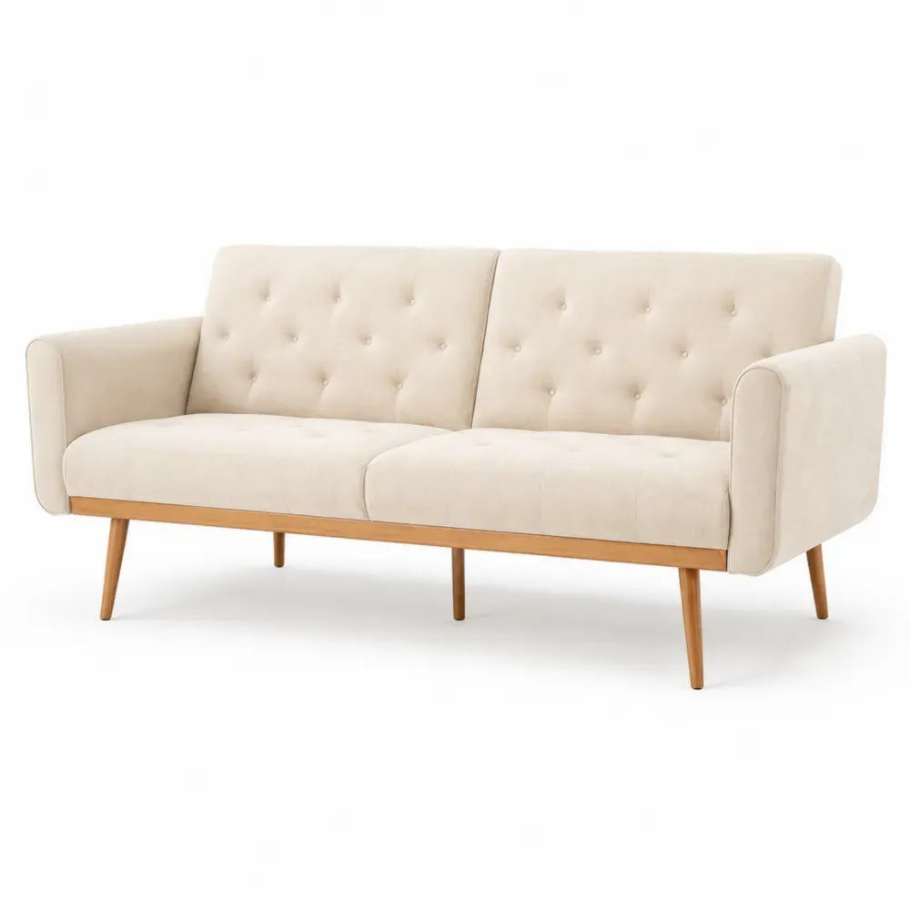 3-Sitzer Sofa Beige Stoff Eiche 210cm