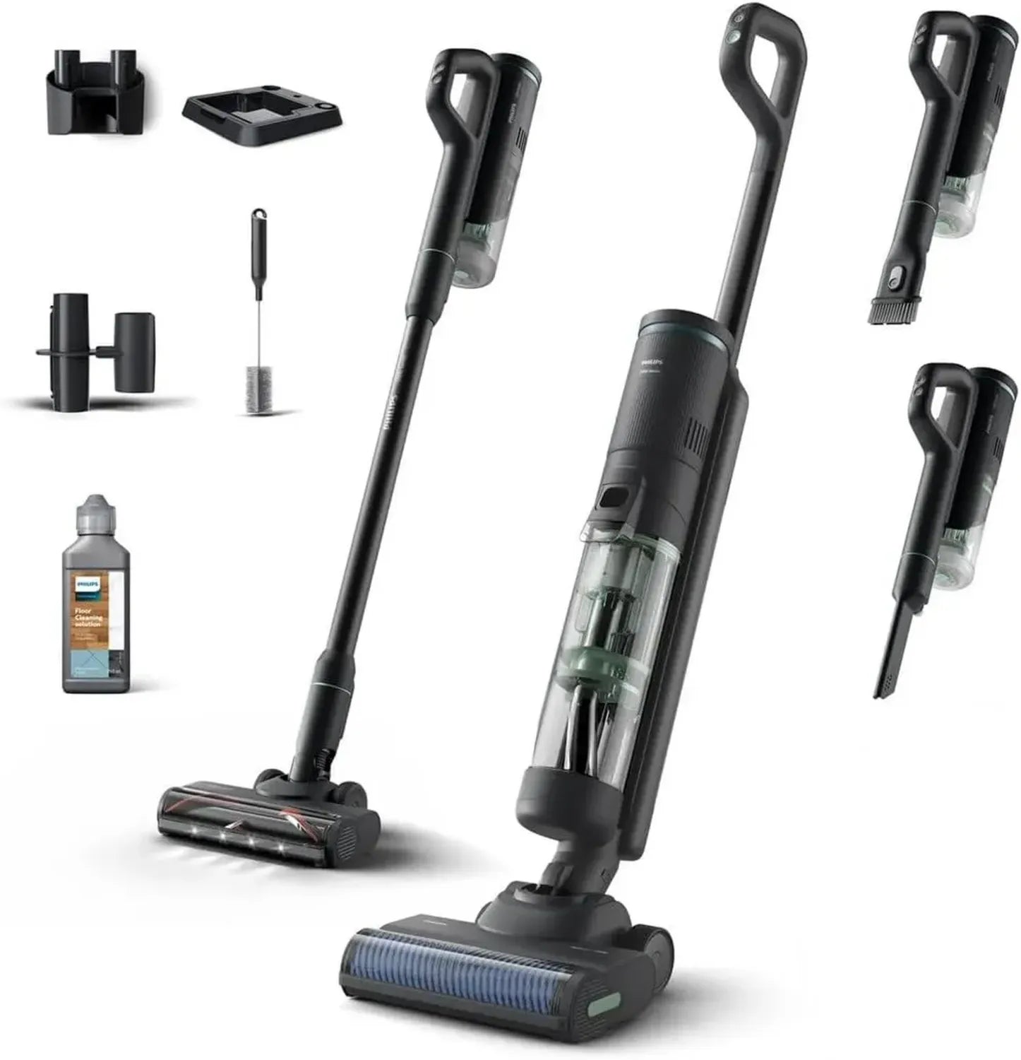 Philips AquaTrio XW7263/11 Kabelloser Staubsauger mit Wischfunktion, 7000 Serie, 2500 U/min, Lithium-Ionen, Grün