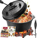OVERMONT Gusseisen-Dutch Oven mit Deckelheber, Füßen und Rezeptbuch - Perfekt für Camping und Lagerfeuer, Größe L