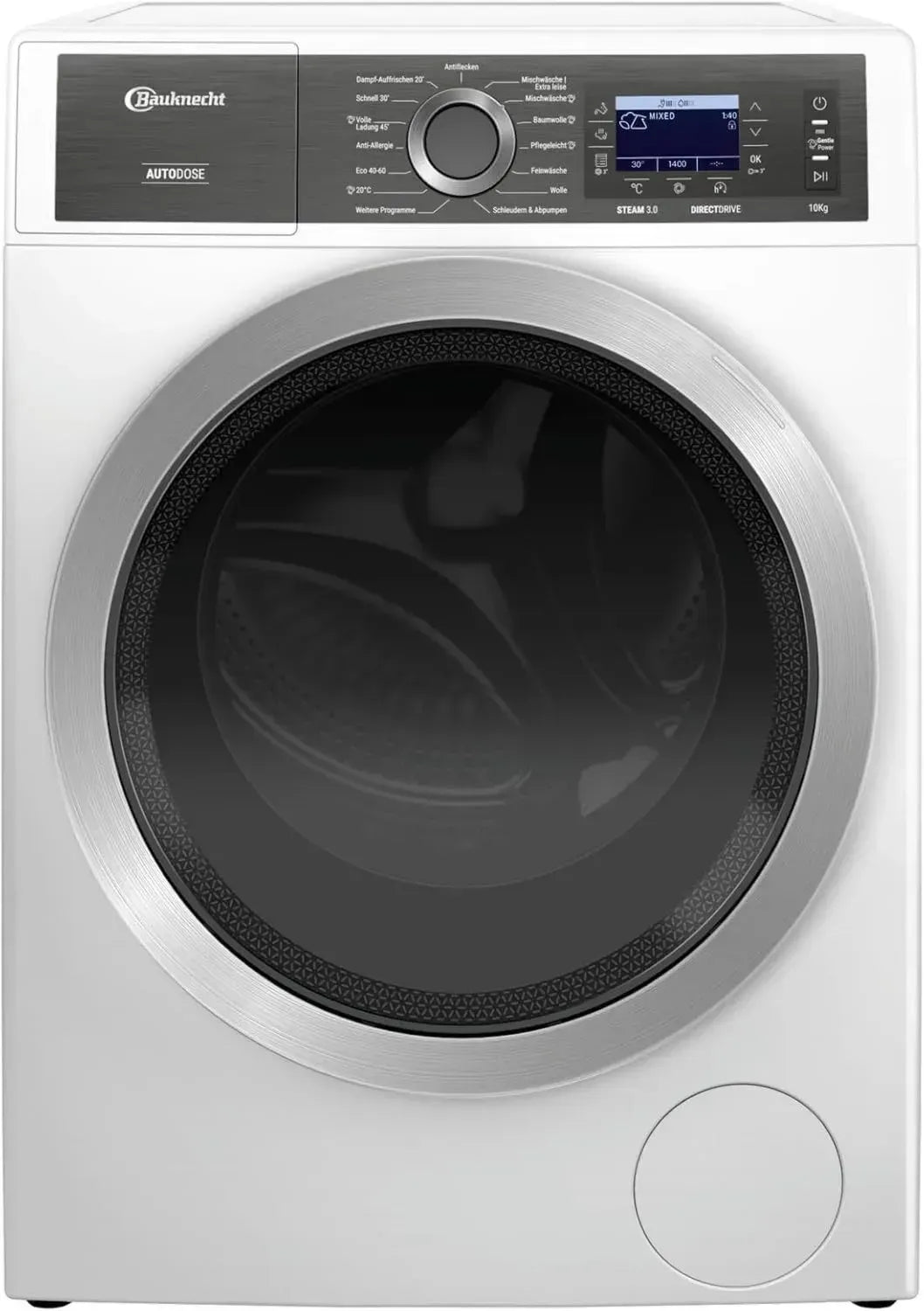 Bauknecht leise Waschmaschine Frontlader mit AutoDose und Steam-Hygiene, Energieklasse A, 45 Min. Schnellprogramm