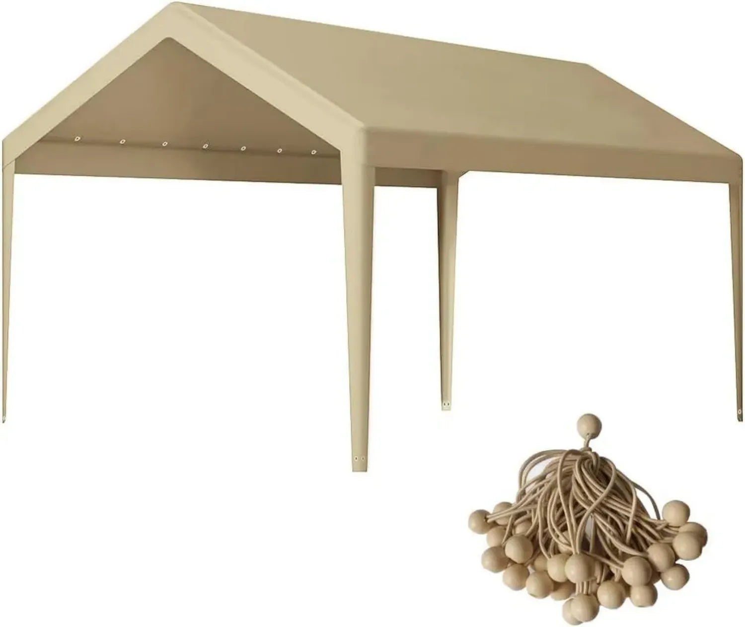 Wetterfeste Ersatzabdeckung für Carport, 3 x 6 m, Beige, mit Stoffschlaufen für Zeltrahmen (nur Abdeckung, ohne Rahmen)