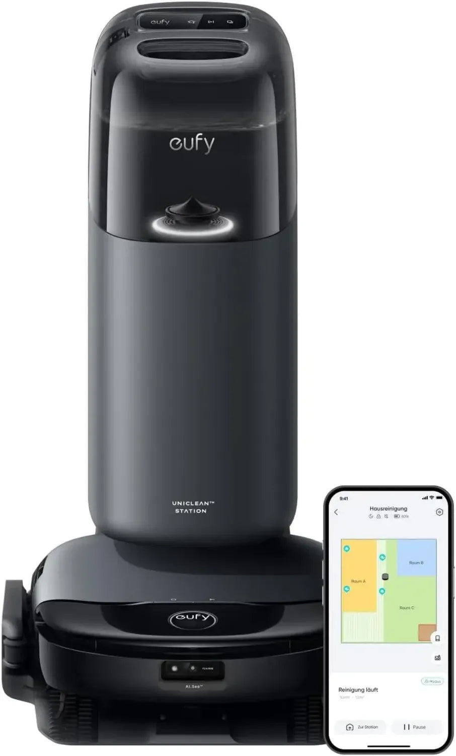eufy S1 HydroJet: Intelligenter Saugroboter mit Wischfunktion und All-in-One-Station für Tierhaare, Hartböden und Teppiche