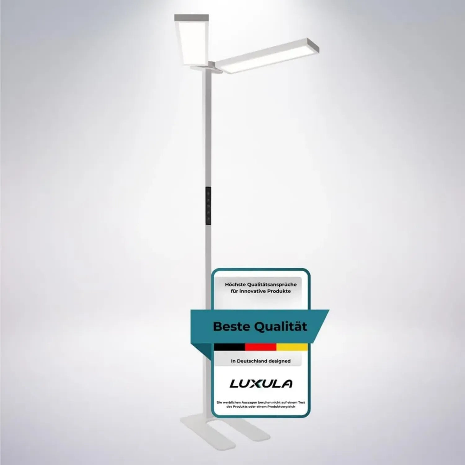 LUXULA LED Stehlampe DUO für Büro, dimmbar, CRI>98, blendfrei UGR<16, Blaulichtfilter RG0, 4000K neutralweiß, 120W, 8500 lm, weiß - Ideal für Arbeitsplätze