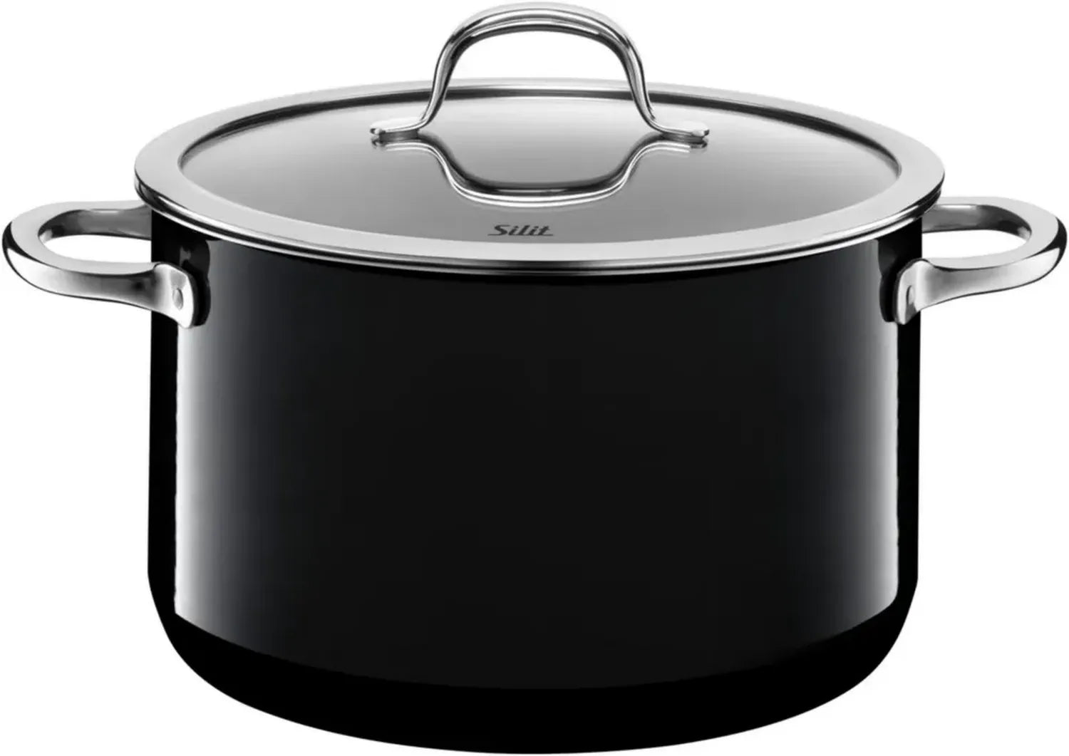 Silit Kochtopf 24cm mit Glasdeckel, 6,4l Induktionsfleischtopf, Silargan Keramik, Schwarz