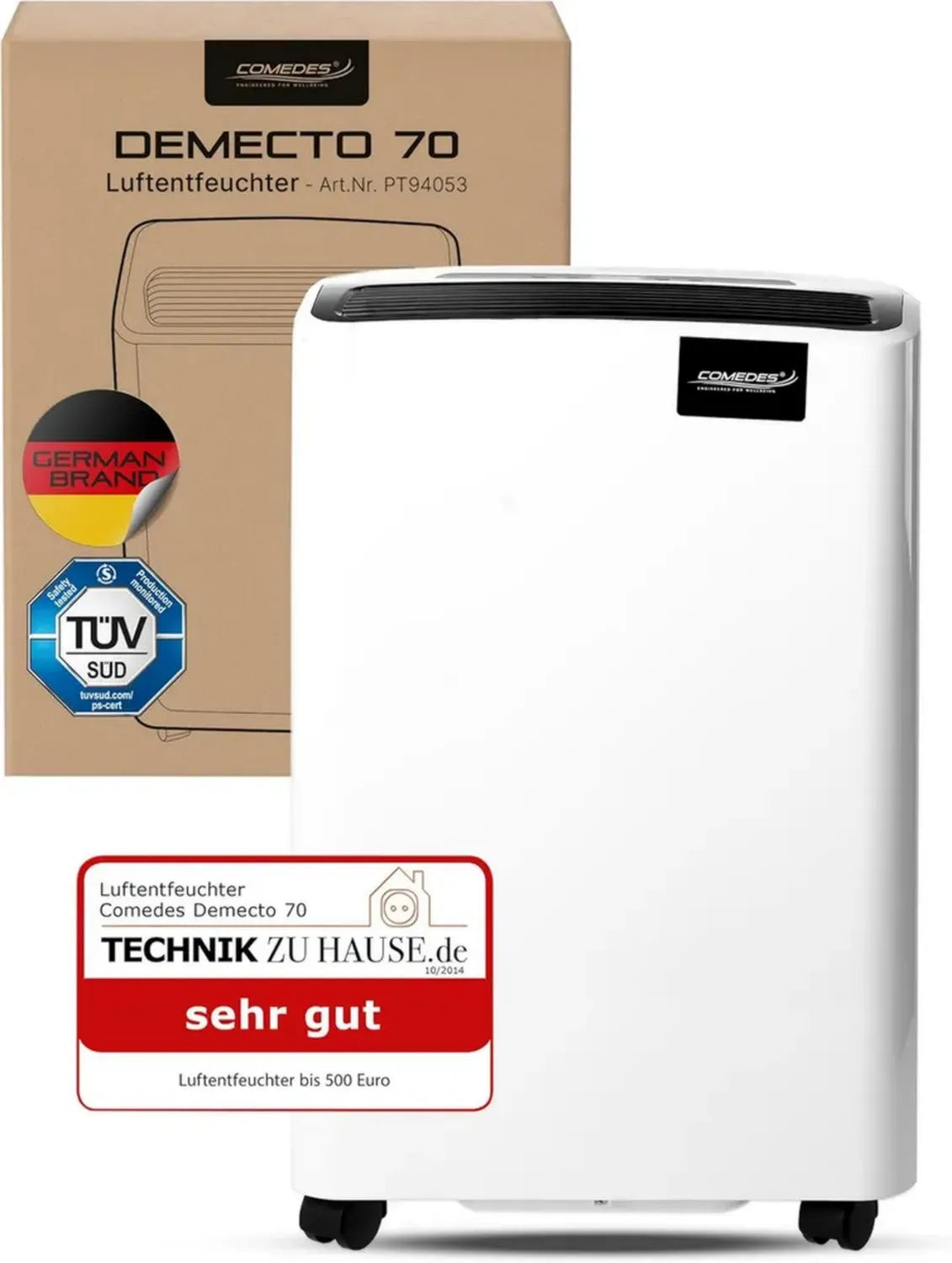 Leistungsstarker Luftentfeuchter Comedes Demecto 70 für große Räume bis 240m²