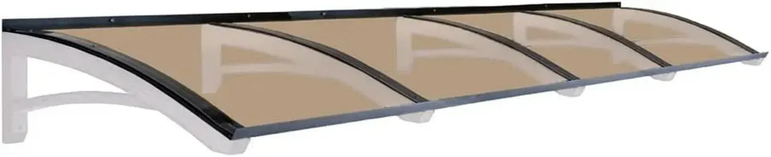 Weiß-Graues Holz-Vordach mit Bronzefarbener Polycarbonatabdeckung, Modell ONDA Legno, 100 x 400 cm