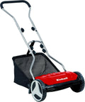 Einhell Handrasenmäher GE-HM 38 S-F, 38 cm Schnittbreite, geräuscharmes Mähsystem, robuste Kugellager, große Räder, 26L Grasfangkorb