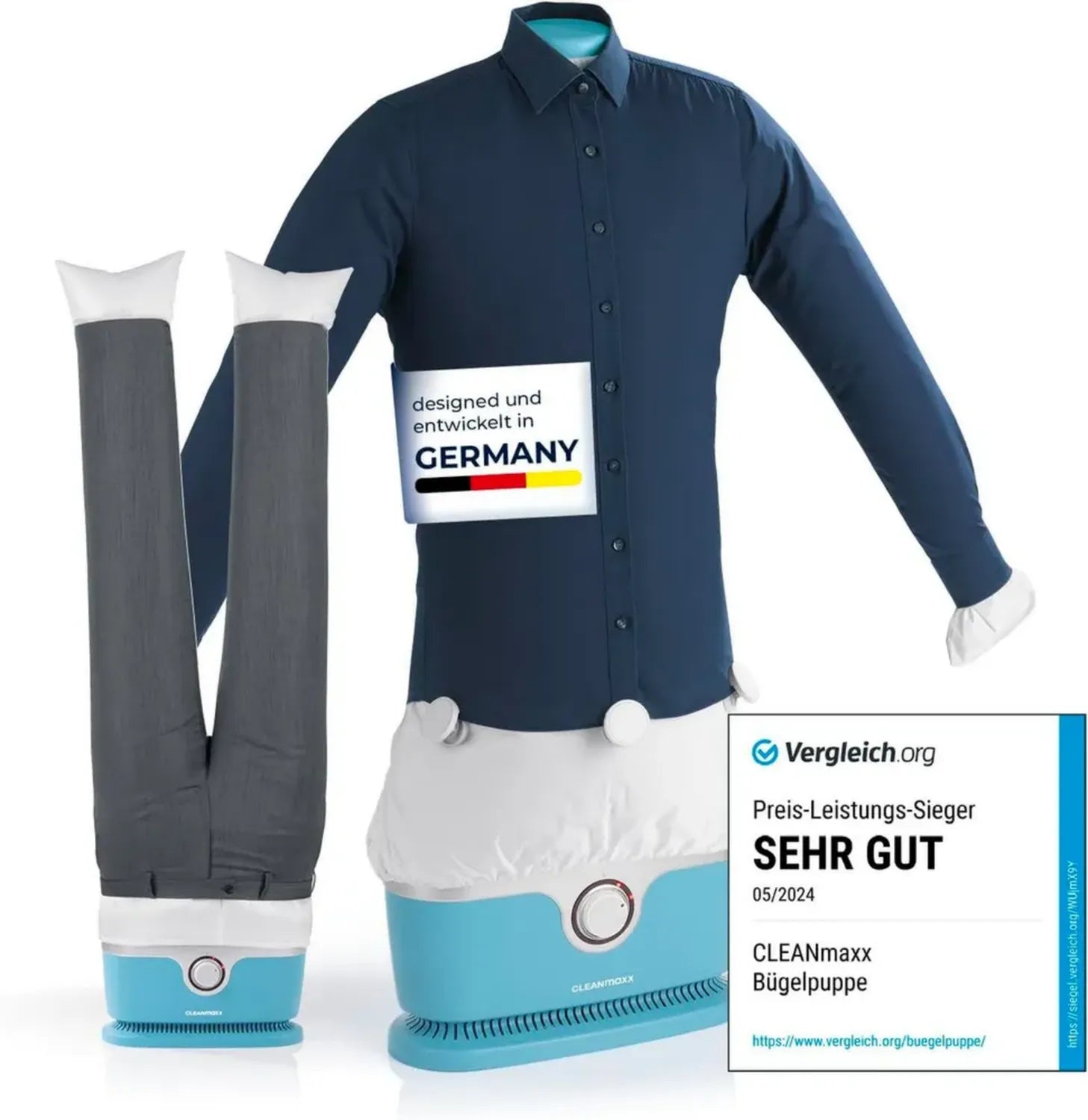 CLEANmaxx Hemden- und Hosenbügelsystem | Schonendes Trocknen und Glätten für Hemden, Blusen & Hosen