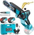 SEESII Mini Kettensäge 6 & 8 Zoll, 1000 W bürstenlos, 2x 4000 mAh Akkus, automatische Schmierung, werkzeuglose Spannung