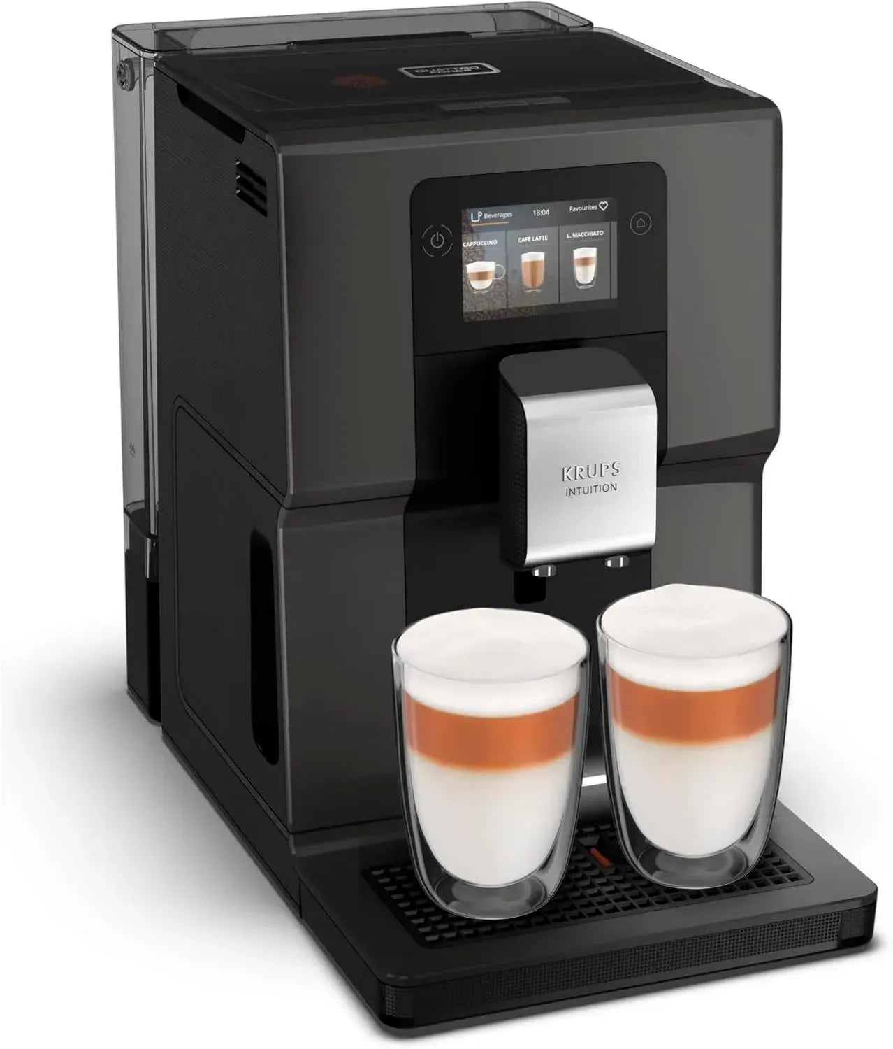 Krups Intuition Kaffeevollautomat mit 3,5-Zoll Touchscreen, 11 anpassbare Getränke, Metall-Brühgruppe, Schwarz