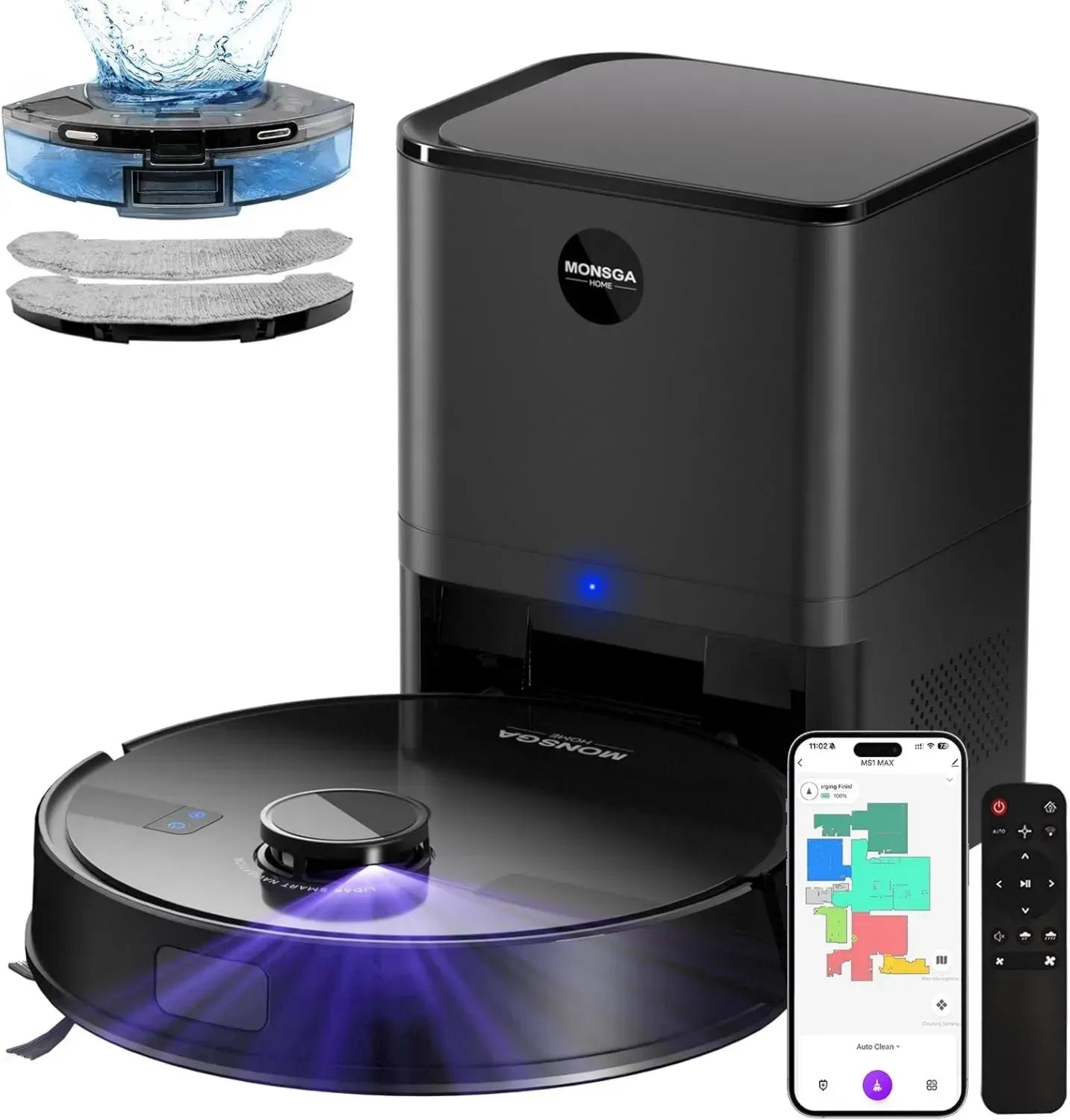 Intelligenter Saug- und Wischroboter mit 3,5L Absaugstation, 5000Pa Leistung, 180 Minuten Laufzeit, LiDAR Navigation, ideal für Teppiche und Tierhaare, App-gesteuert