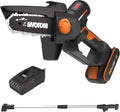 WORX NITRO WG325E.1 20V Mini-Kettensäge, Einhand, bürstenlos, 12cm Schwert, mit Akku, Ladegerät & 125cm Verlängerungsstange