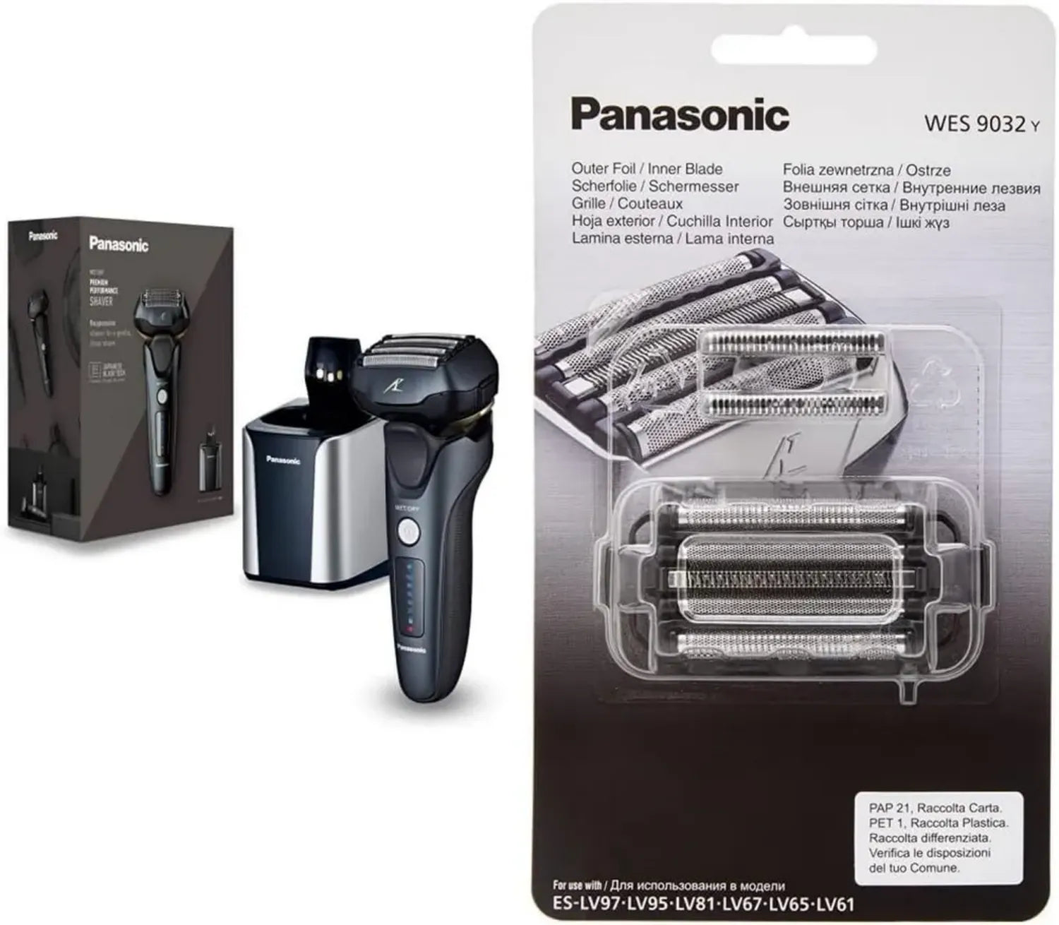 Panasonic ES-LV97 Nass/Trocken Elektrorasierer mit 5-fach Scherkopf und Reinigungsstation, Schwarz
