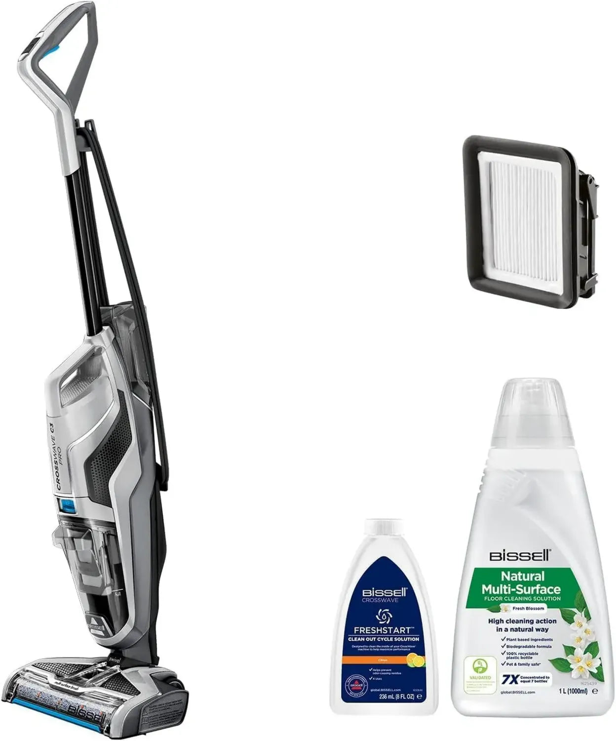 Bissell CrossWave C3 Pro Nass-Trockensauger mit Kabel, 3-in-1 Funktion: Saugen, Wischen, Trocknen für alle Böden, Modell 3555N