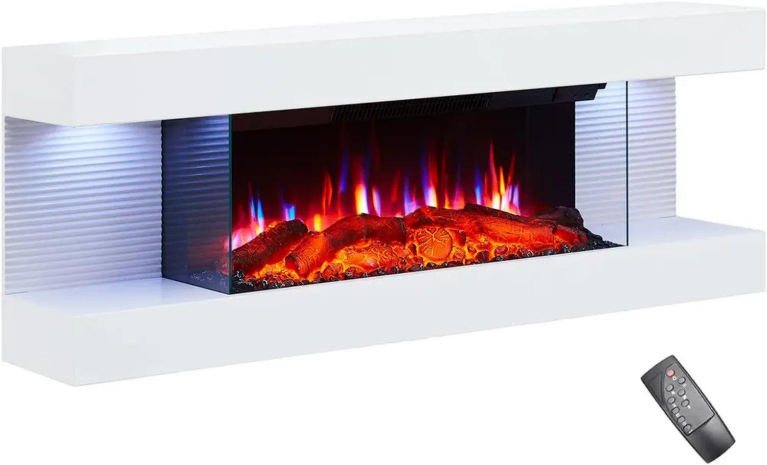 BALDERIA Lumina Elektrokamin mit 3D-Flamme, LED-Farbauswahl, 1,8 kW, Thermostat & Fernbedienung