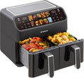 Doppelte Heißluftfritteuse 9L, 2000W mit LED-Touchscreen, 10 Programmen