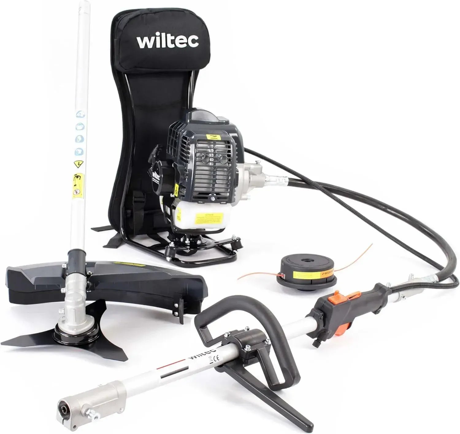 Multifunktionales Gartengerät mit Rucksack und 2-Takt-Motor, All-in-One Werkzeugsystem