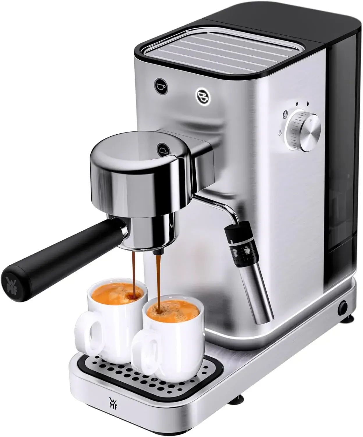 WMF Lumero Espressomaschine – Edelstahl Siebträger mit 15 Bar, Thermoblock, Milchaufschäumer, 3 Einsätze, LED-Beleuchtung