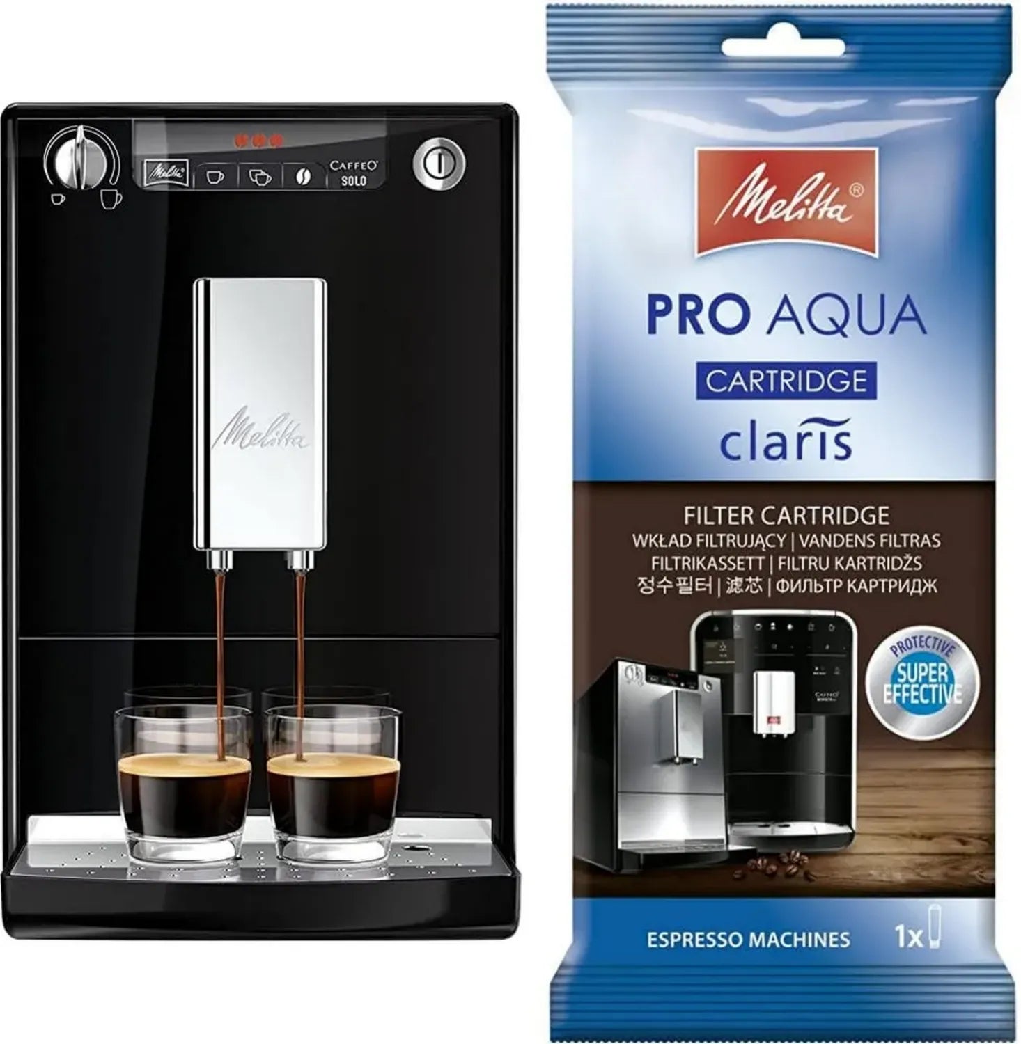 Melitta Caffeo Solo Kaffeevollautomat mit Vorbrühfunktion, LED-Display und Höhenverstellung, inkl. Filterpatrone